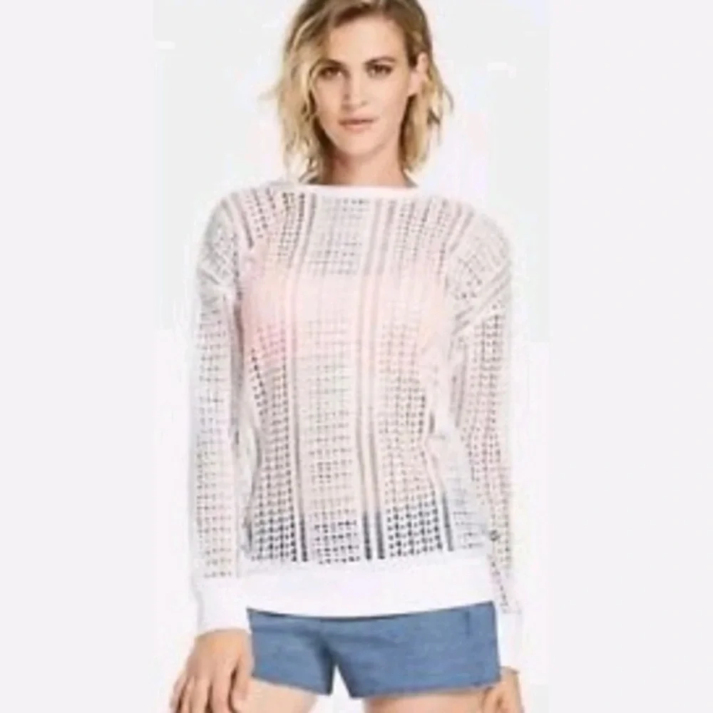 FABLETICS Sophie Crocheted Open Knit Long Sleeve Sweater—SZ. XS